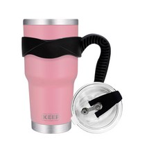 4YOU KEEP 대용량 스테인레스 보온보냉 텀블러 + 밀폐형 빨대 뚜껑 + 원라인 손잡이, 핑크, 900ml