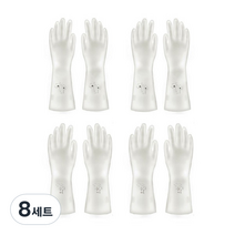 니트릴 고무장갑 M 아이보리 패턴 랜덤 발송, 화이트, 중(M), 8세트