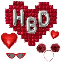 미미파티 생일 대형 하트 풍선 알파벳 레터링 머리띠 안경 세트, 레드, 1세트