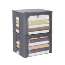 코멧 홈 베이직 옥스퍼드 리빙박스 66L 2개입, 그레이