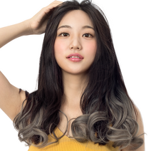 투컬러 웨이브 붙임머리 28 x 40 cm 130g, 블랙 + 애쉬그레이, 1개