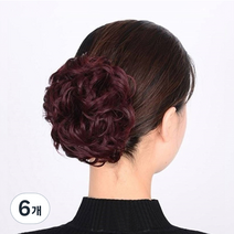 하이유니 왕 똥머리 집게 헤어피스, 와인, 6개