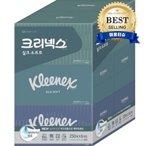 크리넥스 실크소프트 미용티슈 천연펄프 2겹, 250매, 6개