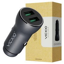 빅쏘 차량용 퀄컴 퀵차지 3.0 USB 듀얼 고속 충전기, CR2, 블랙