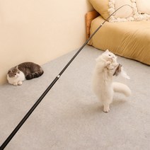 [호랑이낚시대] 펫츠몬 고양이 장거리 4단 깃털 낚싯대 1.8m, 혼합색상, 1개