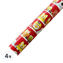 뽀로로 증착롤 포장지 소 26.5cm x 12m, 레드, 4개