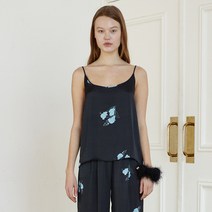 [TC21SSTOP01] VISCOSE FLOWER SLEEVELESS TOP [BLACK&BLUE]
