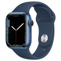 Apple 애플워치 7, 41mm, GPS, 알루미늄, 블루 / 어비스블루 스포츠 밴드, 블루 케이스, 어비스 블루 밴드
