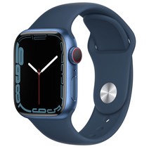 Apple 애플워치 7, 41mm, GPS+Cellular, 알루미늄, 블루 / 어비스블루 스포츠 밴드, 블루 케이스, 어비스 블루 밴드