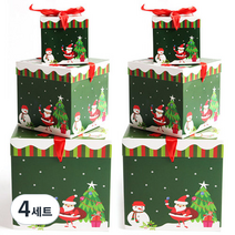파티해 크리스마스 3단 선물상자 세트, 산타와눈사람, 4세트