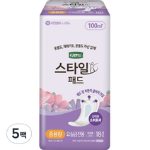 디펜드 여성용 NEW 스타일 요실금 패드 와이드 중용량, 18매입, 5팩