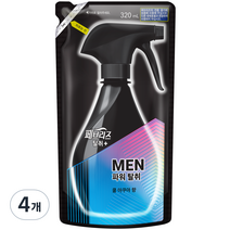 페브리즈 섬유탈취제 맨 쿨아쿠아향 리필, 320ml, 4개