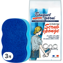 부케가르니 에코 더블 클린 수세미 블루, 3개, 8개입