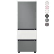 [색상선택형] 삼성전자 비스포크 김치플러스 냉장고 방문설치, 글램 화이트, RQ33A74C2AP, 새틴 그레이 + 글램 화이트