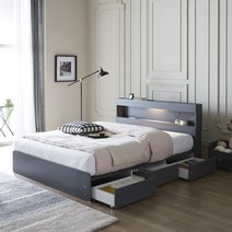 슬립스토아 홀리 LED 수납침대   매트리스 방문설치, 그레이