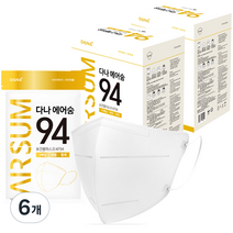 다나마스크 에어숨 컬러 대형 KF94, 50개입, 6개, 화이트