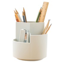 SIMPLY& 다용도 회전 3단 수납 브러쉬 연필꽂이, 화이트, 1개