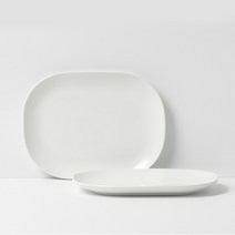 보울보울 레트로라인 오발플레이트 23cm 밀크화이트, 2개, 오발플레이트M 2개