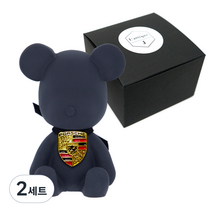 라띠크제이 엠블럼 베어 차량용 방향제 포르쉐 블랙 + 리필 화이트머스크 5ml, 2세트