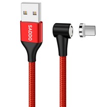 사또 3세대 USB C타입 커넥터 + ㄱ자형 마그네틱 고속충전 케이블 1m 세트, 레드, 1세트