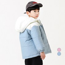 아동용 반 배색 패딩 후드 점퍼