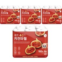 한예지 셰프 4겹 키친타월 100매, 6개입, 4개