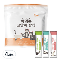 씨엔앨라이프 짜먹는 고양이 간식 15g, 참치10p + 연어10p + 닭고기10p, 4세트