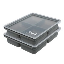 쁘띠누베 실리콘 이유식 냉동 용기 멀티 큐브 4구 2p, GRAY