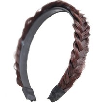 하이유니 땋은 머리 가발 헤어밴드, 다크브라운, 1개