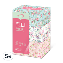 코디 뉴플라워 천연펄프 미용티슈 250매, 3입, 5팩