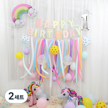 피앤비유니티 실버숫자 유니콘 프리데코 로얄풍선 세트, 1, 2세트