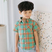 라라아망 남아용 마블 체크 셔츠