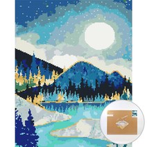 아트조이 DIY 보석 십자수 캔버스형 50 x 40 cm, 은빛의 풍경, 1세트