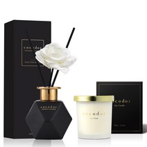 코코도르 소이캔들 스몰자 130g + 블랙골드에디션 디퓨저 200ml 세트, 캔들(에이프릴프레쉬), 디퓨저(편백)