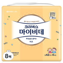 크리넥스 마이비데 키즈 화장실용 물티슈 캡형, 42매, 8팩