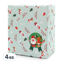 피크닉앤패키지 포장지 10p + 스티커 10p 세트, 산타와루돌프(포장지), xmas메달(스티커), 4세트