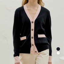 질바이질스튜어트 여성용 V-neck Combi Knit Cardigan