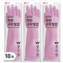 롯데이라이프 착한 고무장갑 대, 핑크, 대(L), 18개