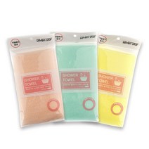 세븐스타 무지 샤워타월, 핑크, 그린, 옐로우, 1세트, 3개입