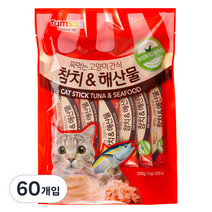 탐사 국내생산 짜먹는 고양이간식, 참치 + 해산물, 14g, 60개입