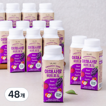 비락 유기가공식품 야채사랑 비트포도, 180ml, 48개