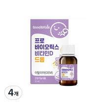 내츄럴플러스 굿앤키즈 프로바이오틱스 비타민D 드롭, 4개, 12ml, 12ml