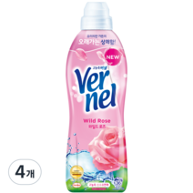 버넬 섬유유연제 와일드 로즈 본품, 4개, 900ml