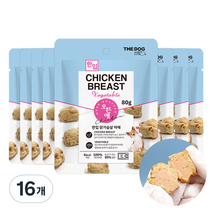 더독 오븐애 촉촉한 강아지 건강 소프트 간식 80g, 닭가슴살 + 야채 혼합맛, 16개