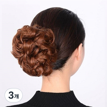 하이유니 왕 똥머리 집게 헤어피스, 라이트브라운, 3개
