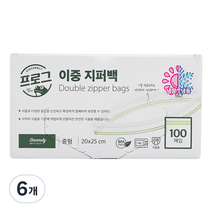 프로그 이중 지퍼백 냉장 냉동 겸용, 중(M), 6개, 100개입