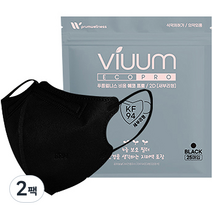 푸름웰니스 비움 마스크 에코 프로 성인용 KF94, 25개입, 2개, 블랙