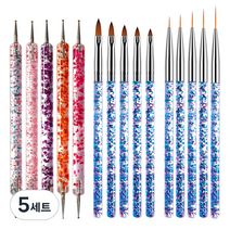메이브라운 추천 도트봉 5종 + 아크릴붓 5종 + 세필붓 5종 세트, 5세트, 혼합색상