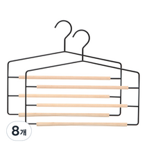 진영컴퍼니 나무 옷걸이 바지걸이 3단, 블랙, 8개