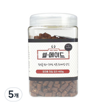 웰메이드 강아지 수제간식 400g, 칭찬용 한입오리맛, 5개